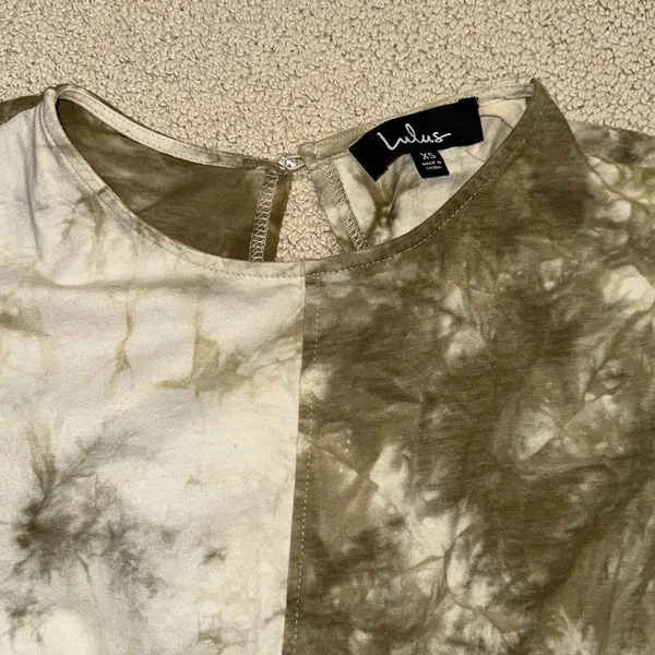 Lulus 100% Cotton Olive Green Tie-Dye Short Sleeve Jumpsuit - Image 9