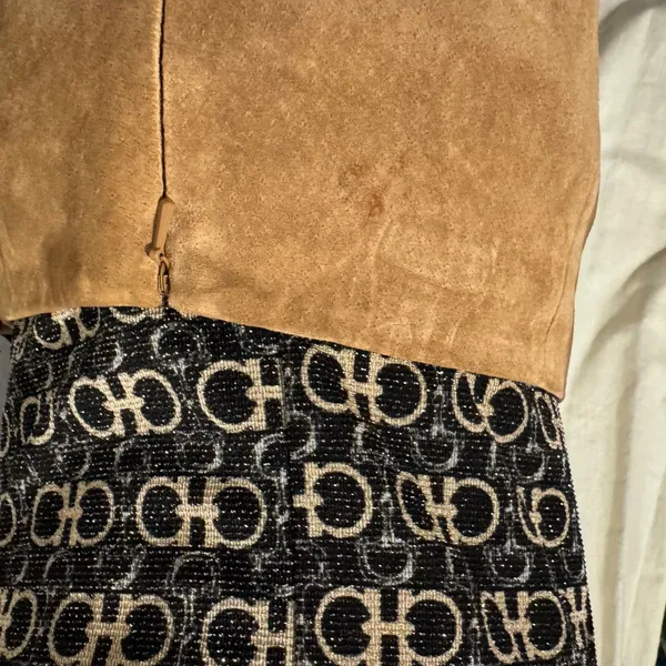 Anonymous John Carlisle Tan Suede Leather A-Line Midi Skirt Size 14‎ Camel Brown - Image 6