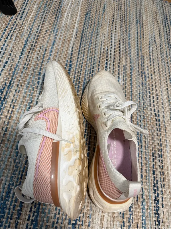Nike Women's Running Sneakers in Cream & Pink Accent - Image 3