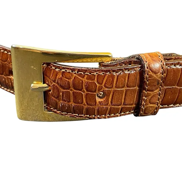 Talbots Made in Italy Brown Croc Embossed Genuine Leather Belt Women’s M Y2K VTG - Image 3