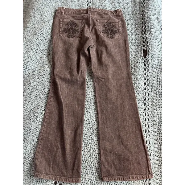 Michael Kors Black Sequin Fleur De‎ Lis Bootcut Jeans Womens 8P Petite - Image 15