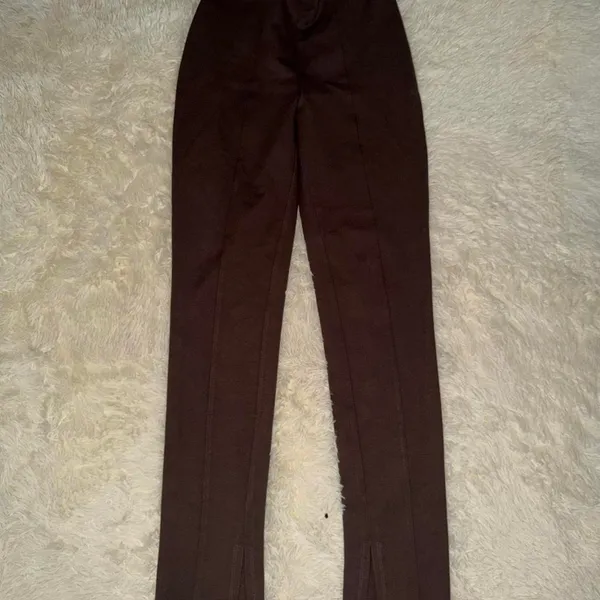 Anine Bing Max Chocolate Brown Pants Slit Hem Trousers Size 34 11 1/2" - Image 3