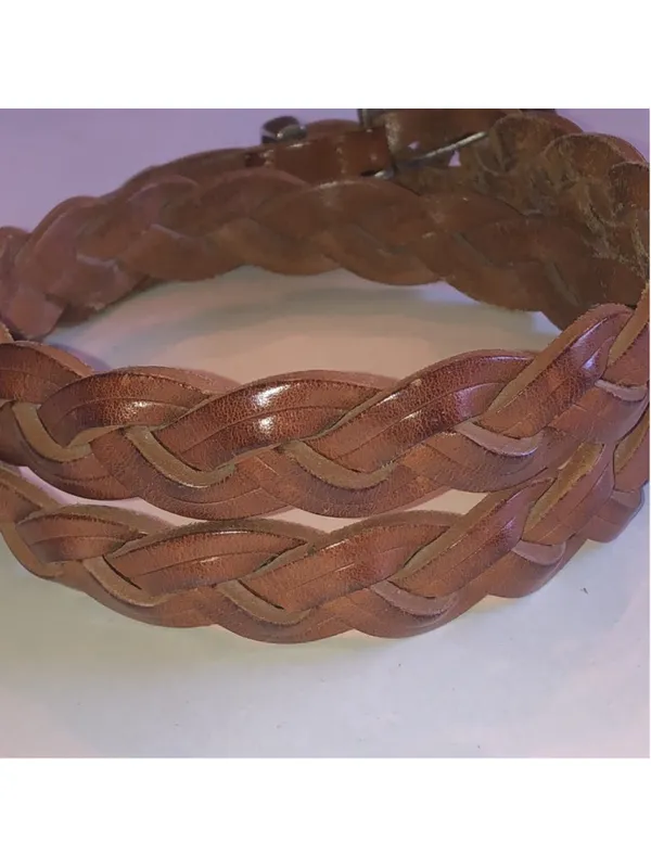 Braided Brown Leather Size Medium Merona Belt - Image 4
