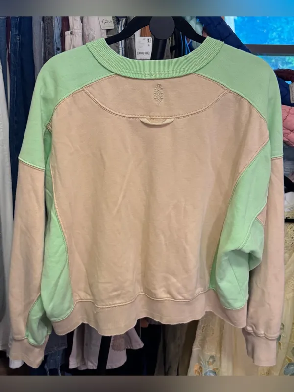 NWOT Free People FP Movement Intercept Color Block Pullover - Sesame Limezest- L - Image 8
