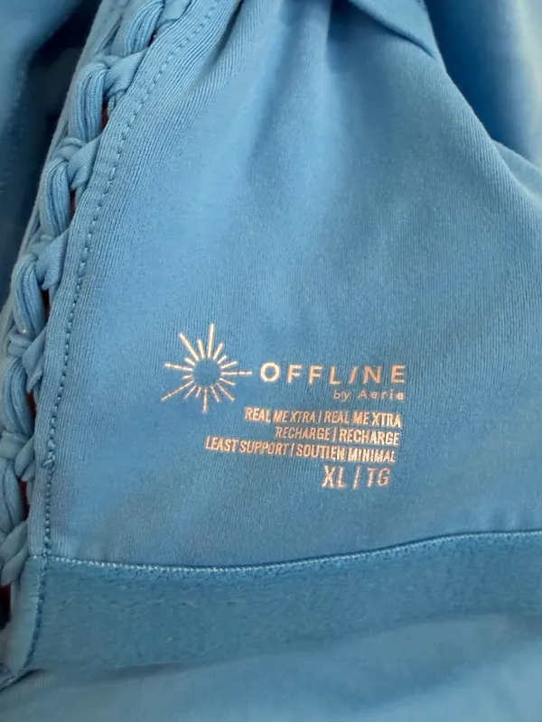 Offline by Aerie Real Me Xtra Macrame Racerback Sports Bra XL Blue - Image 3