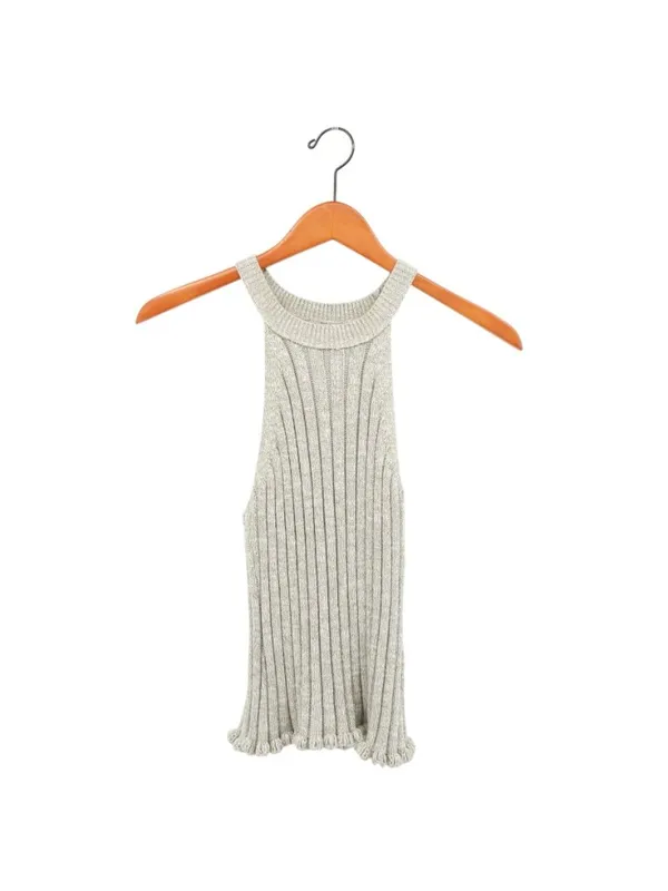 Anthropologie Pilcro Halter Ribbed Sweater Tank Top in Grey M - Image 4