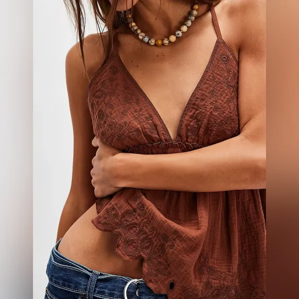 NWT Free People Sunny Days Cami - nutmeg brown - XS - Image 5