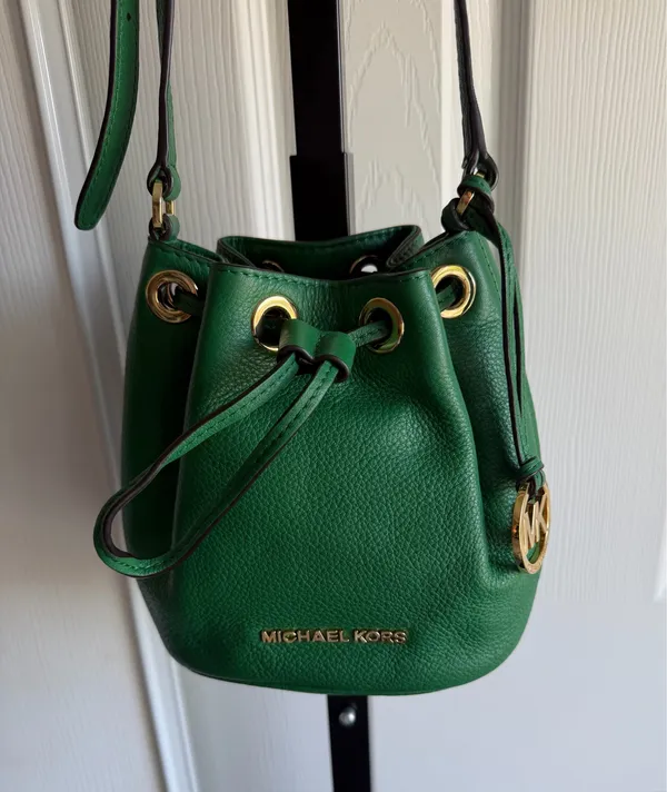 Michael Kors Bucket Bag Leather Mini Crossbody Esmerald Green Women's - Image 5