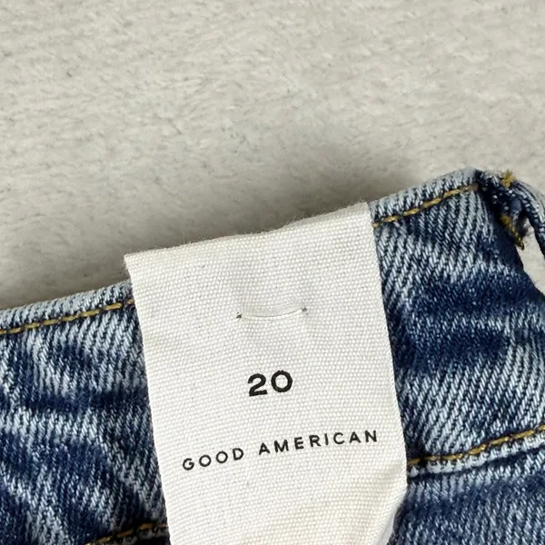 Good‎ American High Rise Distressed Denim Cut Off Shorts Blue Size 20 GB002T - Image 9