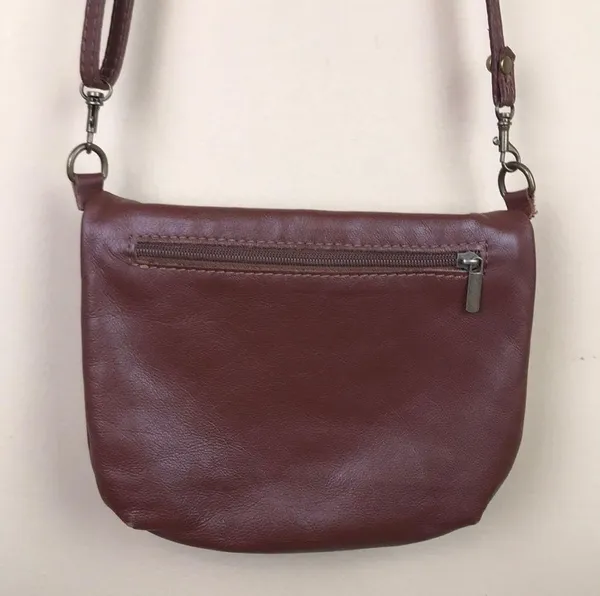 Dorse in Pelle Genuine Italian Leather Red Brown Crossbody Strap Purse - Image 9
