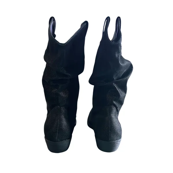 American Rag Black‎ Western Cowboy Boots Ruched Slouchy Block Heel Ankle Boot - Image 6