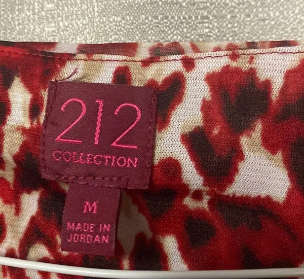 212 Collection Medium Red, Black, Gray, and White blouse. Red - Image 4