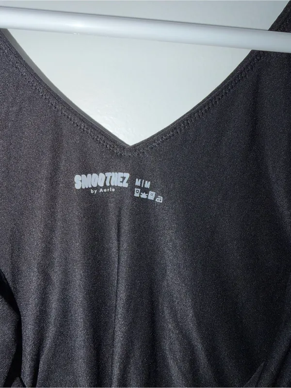 aerie Black V-Neck Bodysuit - Image 3