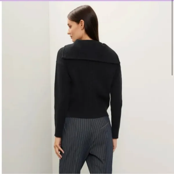 Area‎ Stars Quarter Zip Sweater Black Cable Knit Ribbed Collared Pullover S NEW - Image 2