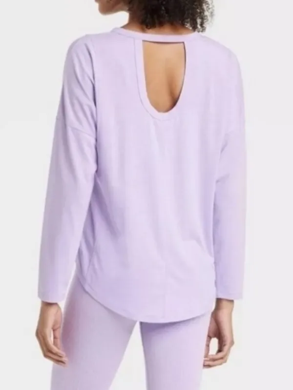 All In Motion Women’s CYA Long Sleeve Back Cut-Out Athletic Top in purple XS,NWT - Image 2