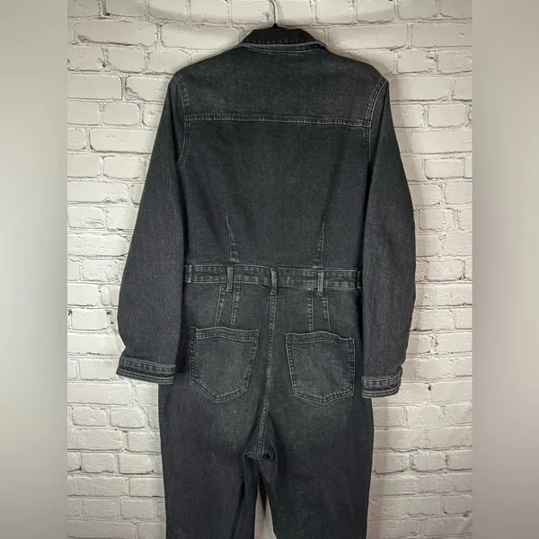 Free People We The Free CRVY Scandalous‎ Black Denim Coverall Jumpsuit Size 12 - Image 6