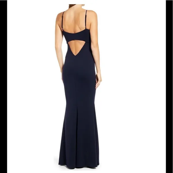 KATIE MAY Sleeveless‎ Trumpet Gown Dress, Navy, Size Large, 12/14, NWT - Image 4
