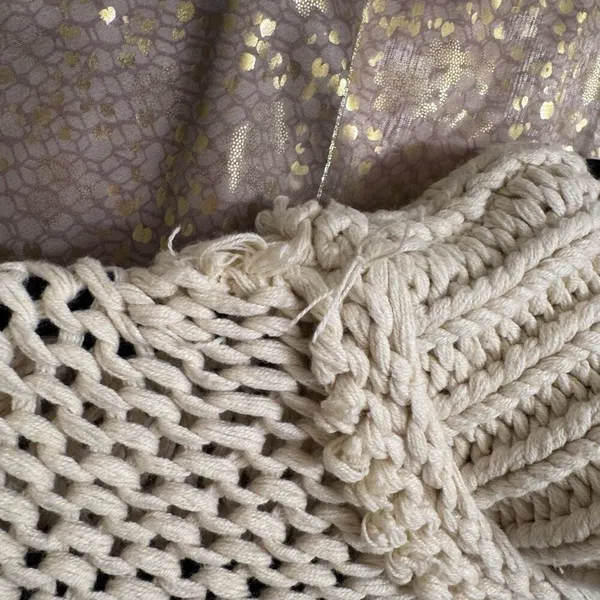 Free People My Only Sunshine Ivory Cream Chunky Open Knit Sweater Size Large - Image 7