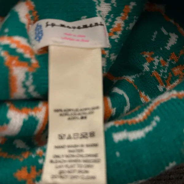 New FREE PEOPLE Jumping Jacquard Beanie Green Floral knit hat FP Movement - Image 8