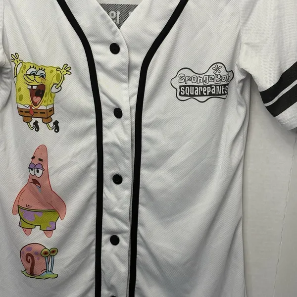 Nickelodeon Ladies Spongebob Squarepants Baseball Jersey Size Medium Mesh Jersey - Image 4
