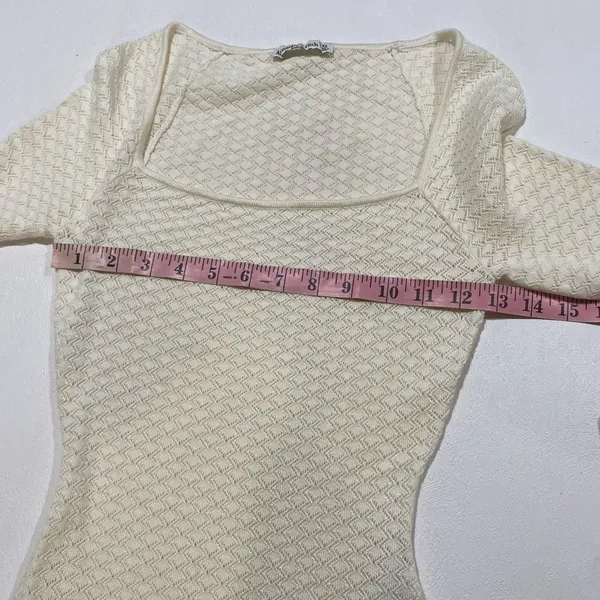 Abercrombie & Fitch Lace Bodysuit XS Cream Long Sleeve Y2K Sheer - Image 6