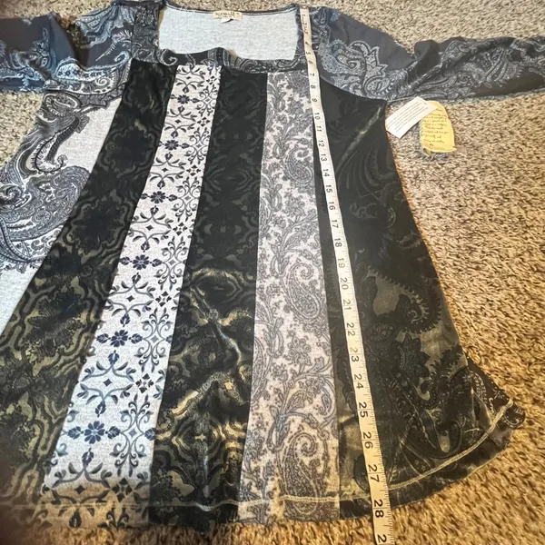 One World Womens Patchwork Paisley Square Neck Long‎ Sleeve Top M - Image 5