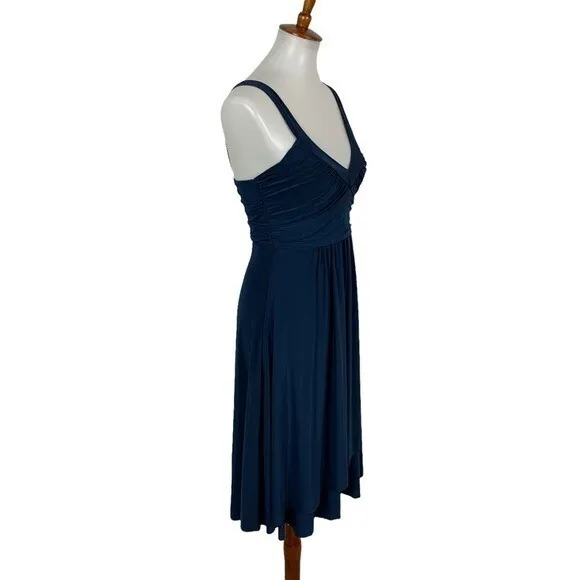 Georgiou Studio Blue Ruched Sleeveless Dress XS X-Chico Made In USA Boho‎ Chic - Image 4