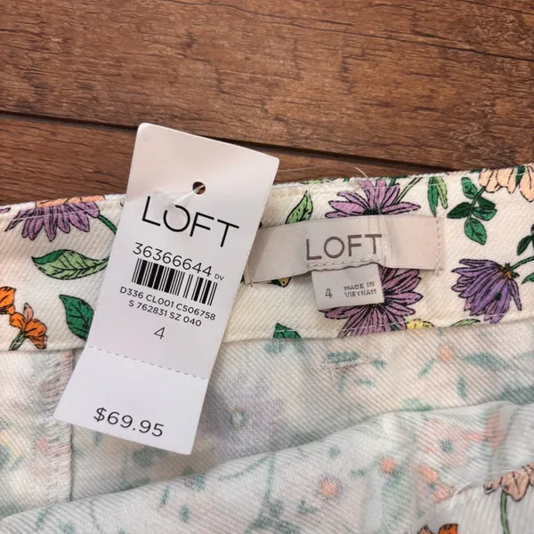 NWT LOFT Floral Linen Blend Mini Skirt Womens 4 Cottagecore Spring Summer A-Line - Image 3