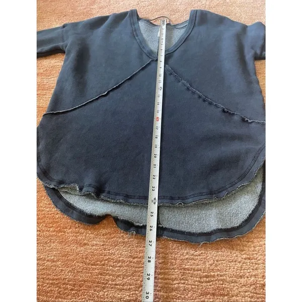 Free People Navy Blue Fleece Sweatshirt Size S Deep V Neck Oversized - Image 5