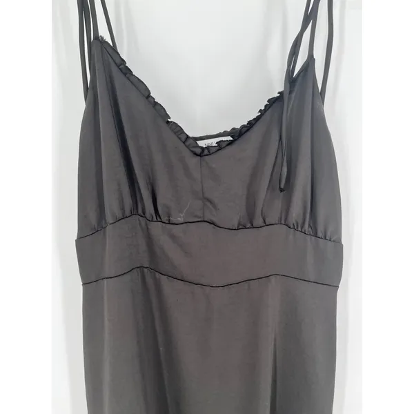 NINE WEST Ruffle Hem Dress Womens XXL Black Spaghetti Strap V-neck LBD Goth Chic - Image 2