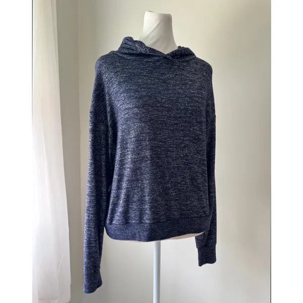 Gap Dark Blue Heather Relaxed Fit Hooded Sweatshirt - Image 2