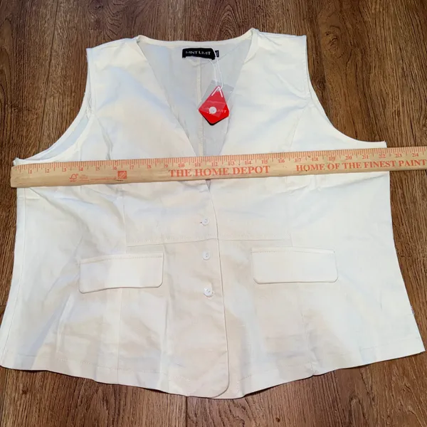NEW Mint Limit Cream Cotton Linen Button Front Waistcoat Vest Womens XXL Capsule - Image 8