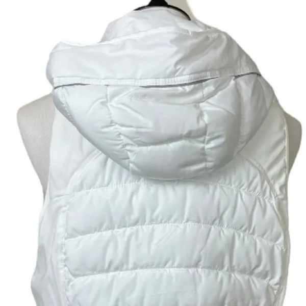 Tangerine Vest White Quilted Puffer Full Zip Hooded Zip Front Women’s Size Large - Image 7