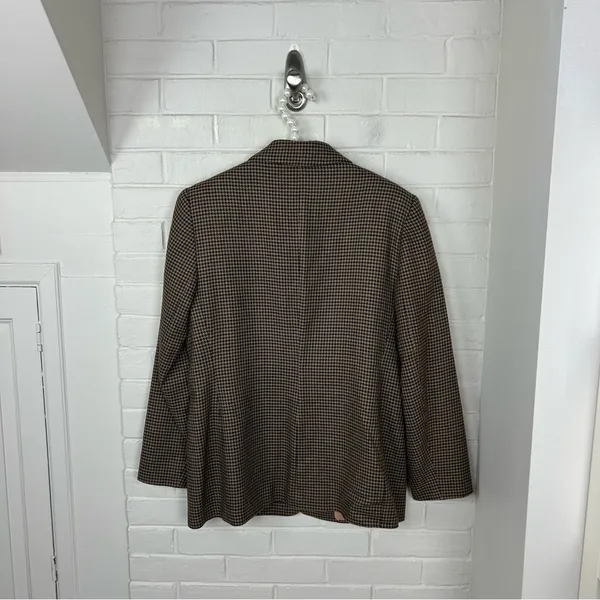Vintage Chelsea Campbell Petites Brown Houndstooth Wool Blazer Jacket Size 8P - Image 8