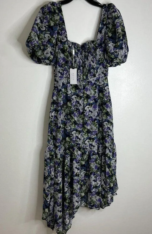 ASTR The Label Size Small Blue Asymmetrical High Low Midi Short Sleeve Dress NWT - Image 4