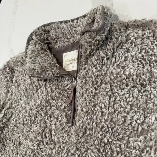 Altar’d State Sherpa Quarter Zip Pullover Jacket Women's Medium Teddy Bear Brown - Image 5