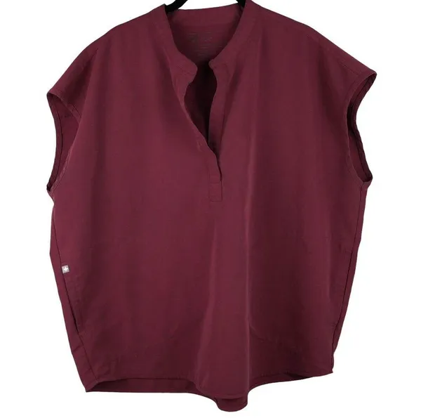 Figs Womens Rafaela Oversized Scrub Top Technical Collection Wine Red Size XL - Image 5