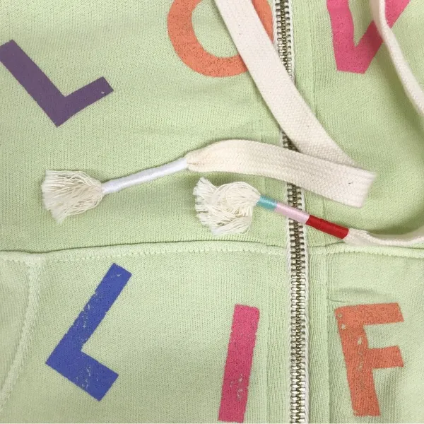 WILDFOX Love Life Kinley Hoodie Cropped Jacket Zip‎ Front Green Size Small New - Image 9