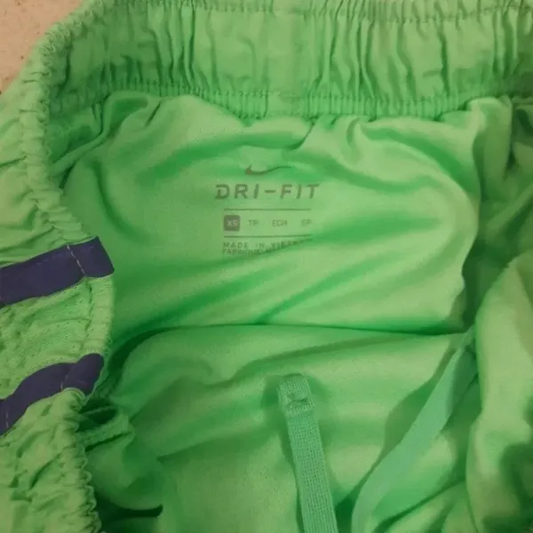 Nike Dri-Fit Green Purple Athletic Workout Shorts v6x - Image 3