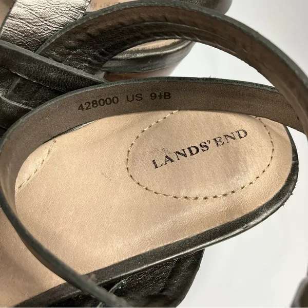 Lands End silver leather Strappy Sandals size‎ 9.5 - Image 4