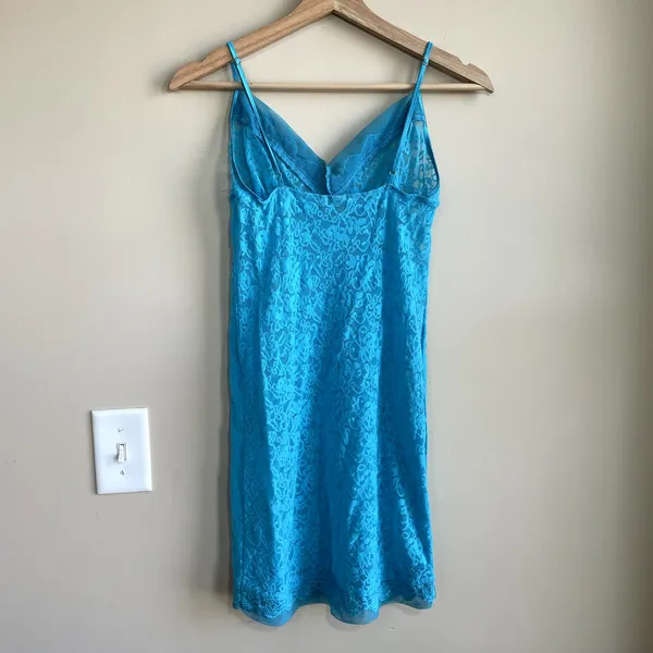 Victoria's Secret teal blue slip dress sheer lace women's size large‎ lingerie - Image 7