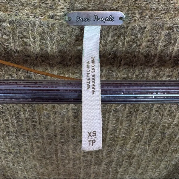 Free‎ People Alpaca Wool Blend Slouchy Grandpa Cardigan Sweater Khaki Brown XS - Image 9