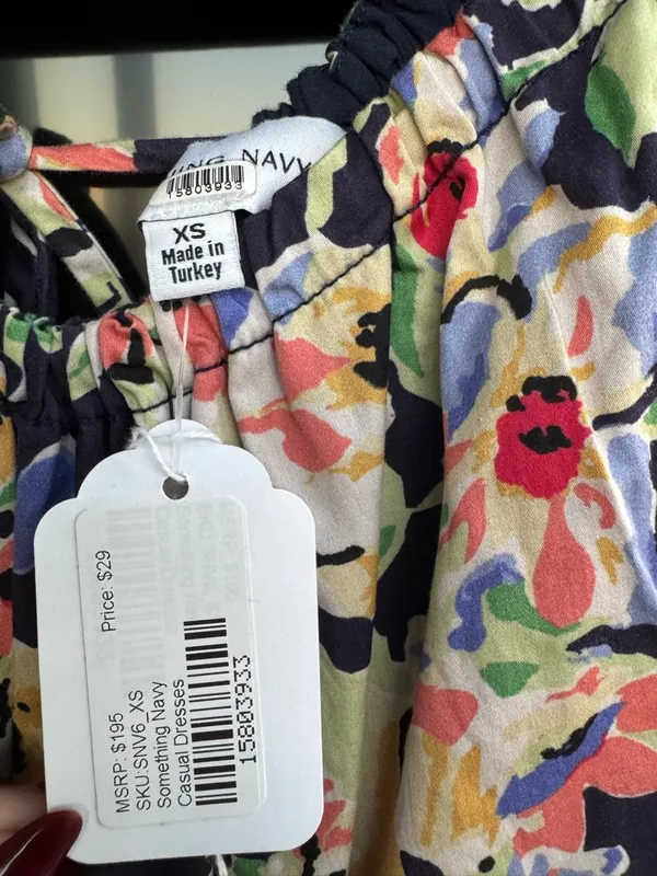 $195 SOMETHING NAVY Floral Midi Dress with Cutouts - Size XS - Image 7