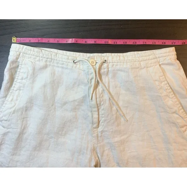 H&M‎ LOGG White Linen Blend Pants Women 33x29 Beachy Wedding Bride Resort Cruise - Image 7