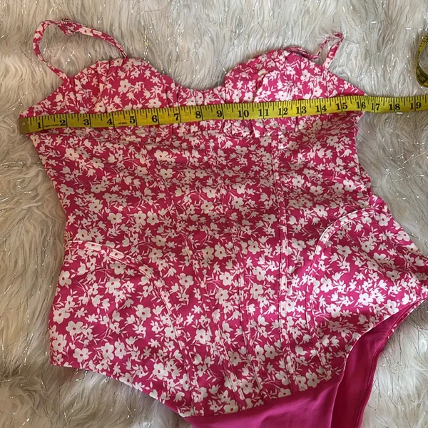 Zara Pink Floral Corset Bodysuit Side Zipper Closure Size M - Image 16