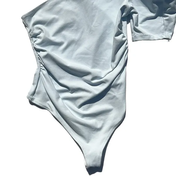 Free People Somethin’ Bout You‎ One Shoulder Bodysuit Crisp Morning Light Small - Image 8