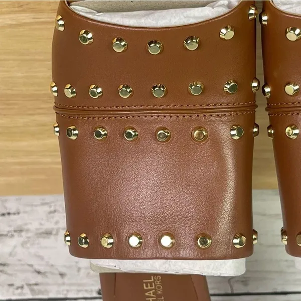 Michael Kors Jagger Studded Leather Platform Sandal Brown Size 9 - Image 4