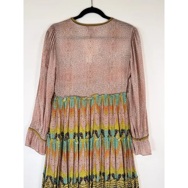 NWT Bhanuni by Jyoti Dress Pink Giorgia Maxi Floral V Neck Puffed Boho Size 2 - Image 11