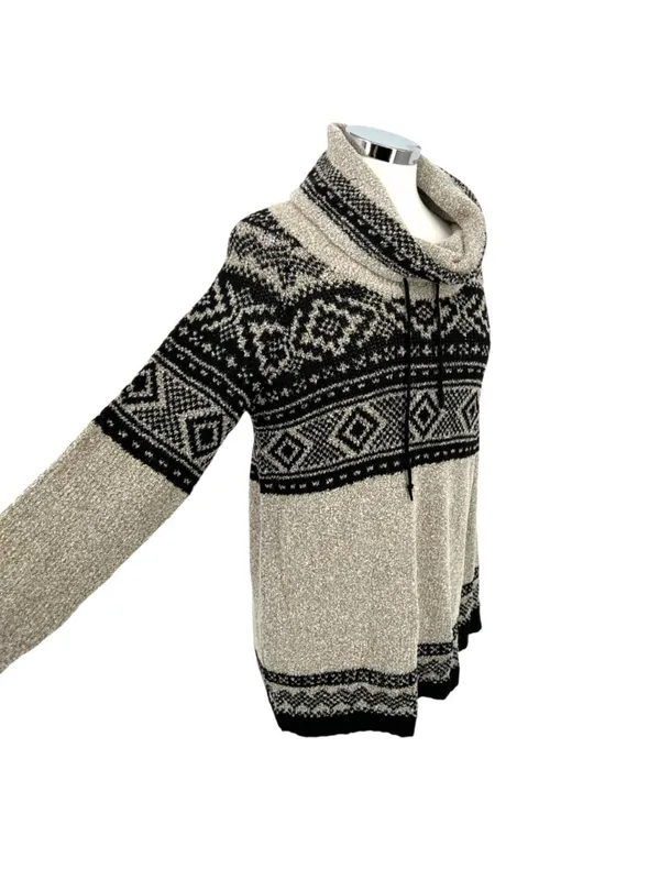 Maurices Nordic Pattern Cowl Neck Sweater Metallic Gray Black Size Medium NWT - Image 6