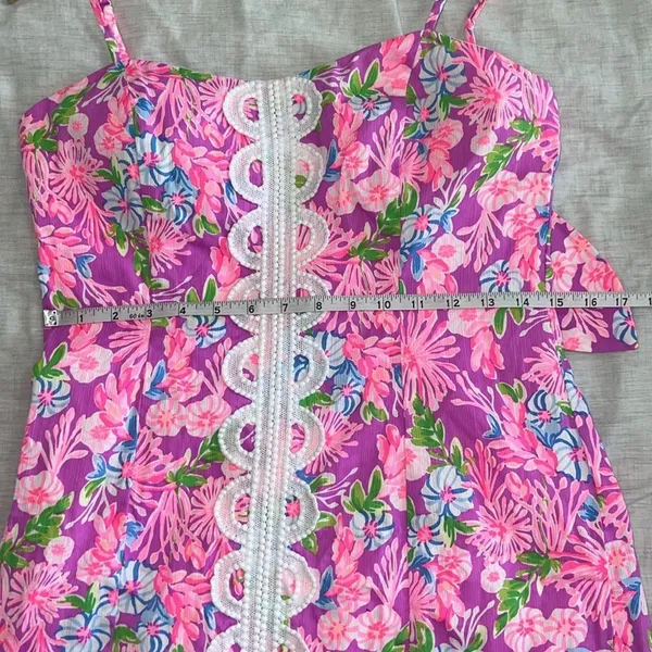 Lilly Pulitzer Shelli Stretch Midi Dress Amethyst Embroidered Pink Size 6 - Image 9